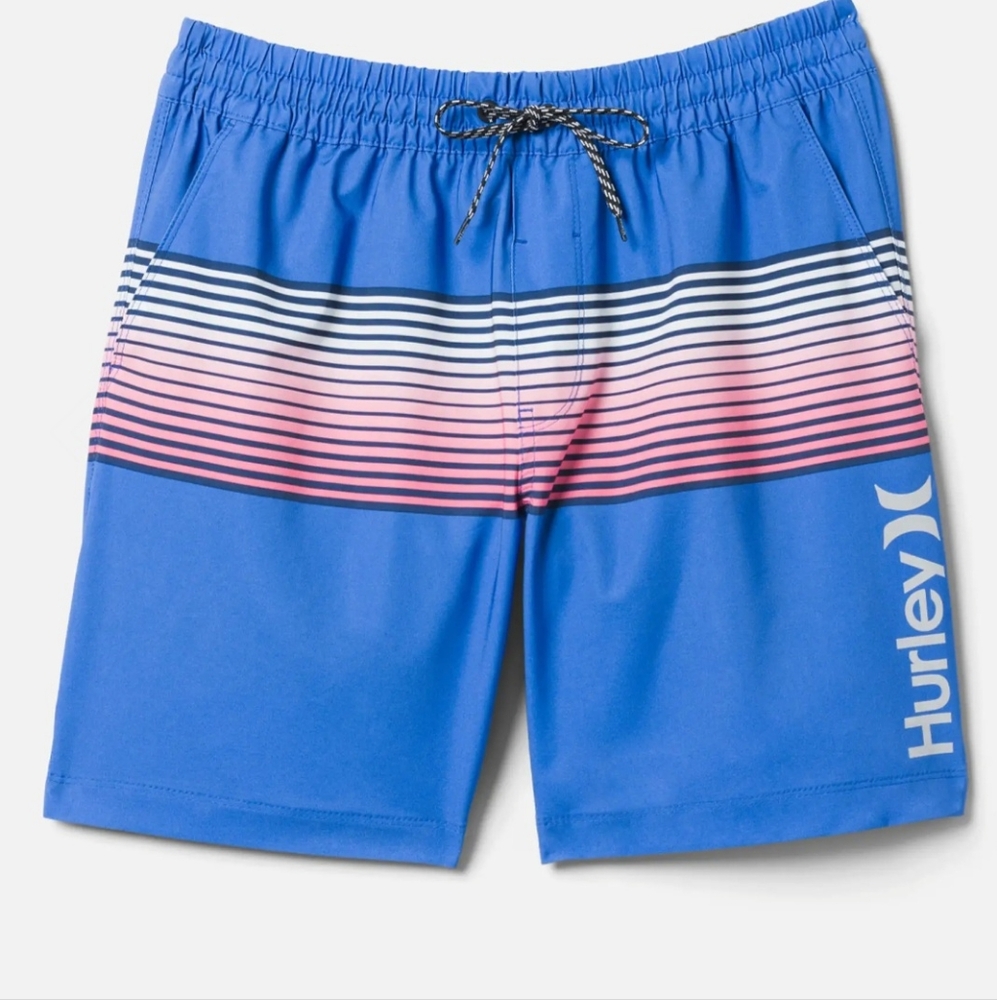 Hurley Men's Reflective Deep Aqua Lobos Volley Swim Shorts Sz S